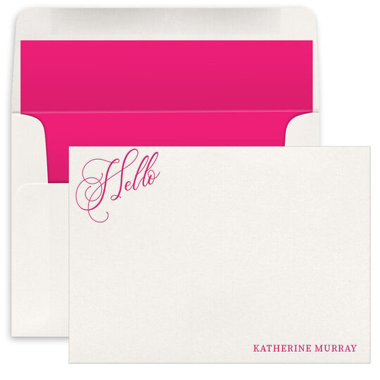 Script Hello Flat Note Cards - Letterpress